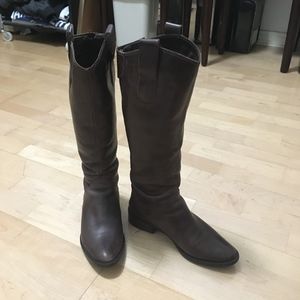 Equestrian Inspired Brown Leather Tall Boots Sz 7